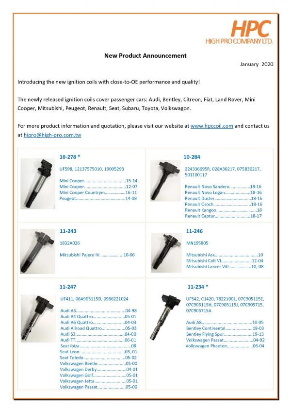 New Product Announcement - Jan. 2020